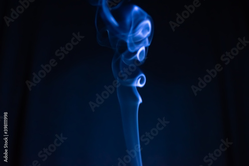blue smoke on black