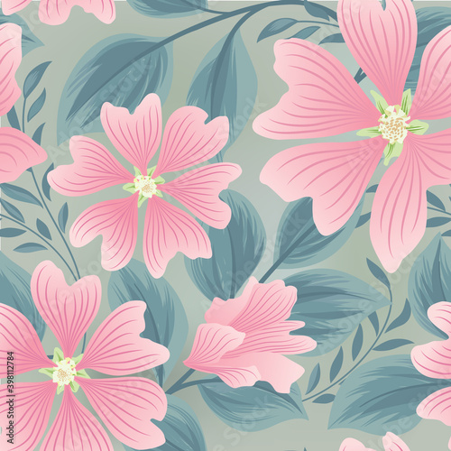 Flower seamless summer pattern. Floral garden tile background. Holiday stylish wallpaper with flowers