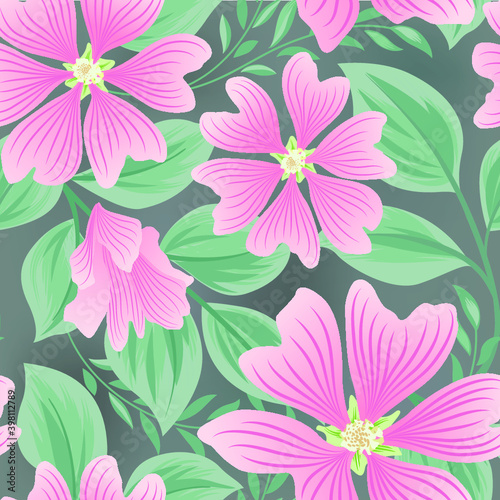 Flower seamless summer pattern. Floral garden tile background. Holiday stylish wallpaper with flowers © Terriana