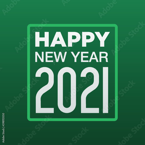 Happy New Year modern banner, sign, design concept, social media post, template with modern text on a green nice Christmas background. 