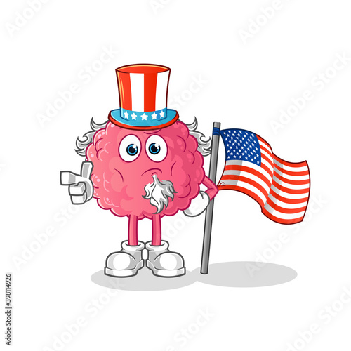brain uncle sam character. cartoon mascot vector