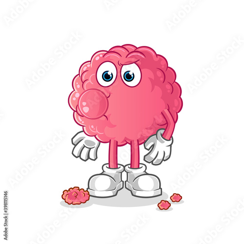 brain chewing gum vector. cartoon character