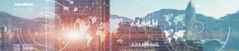 Fototapeta premium Business Control Panel Mixed Media. Business Intelligence.