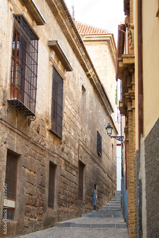 Beautiful old buildings in the Albaizín neighborhood of Granada