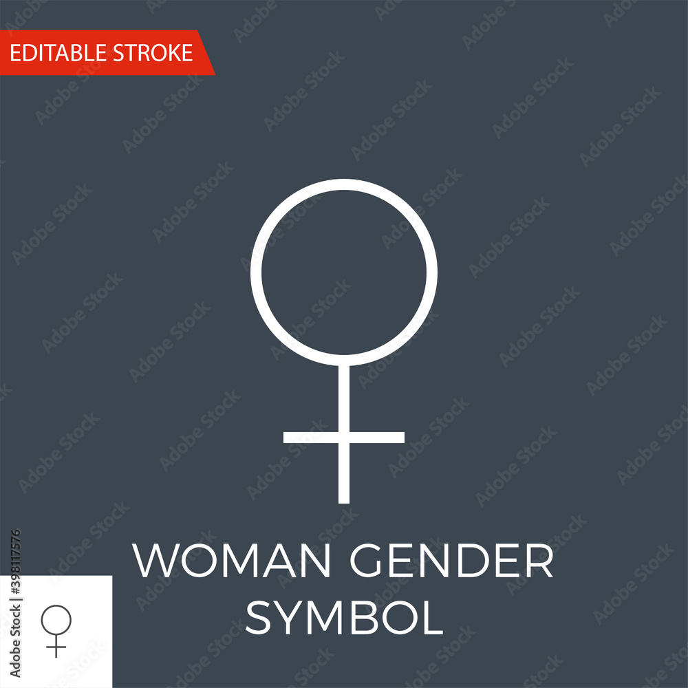 Woman Gender Symbol Thin Line Vector Icon. Flat Icon Isolated on the Black Background. Editable Stroke EPS file. Vector illustration. Woman Gender Symbol Thin Line Vector Icon. Flat Icon Isolated on the Black Background. Editable Stroke EPS file. Vector illustration.