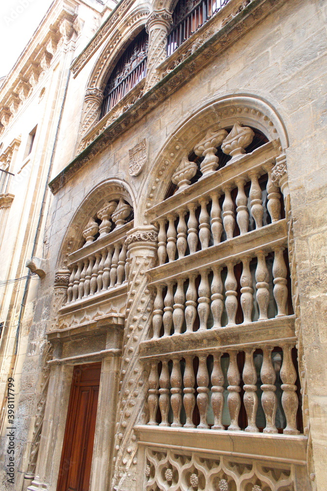 Naklejka premium Stone side of Granada cathedral and pinnacles