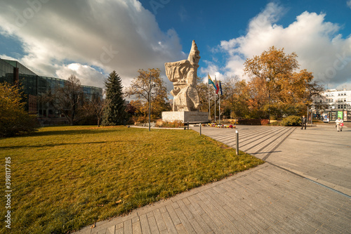 Monument to Fighters for the Polishness of Silesia in Opole during the autumn afternoon