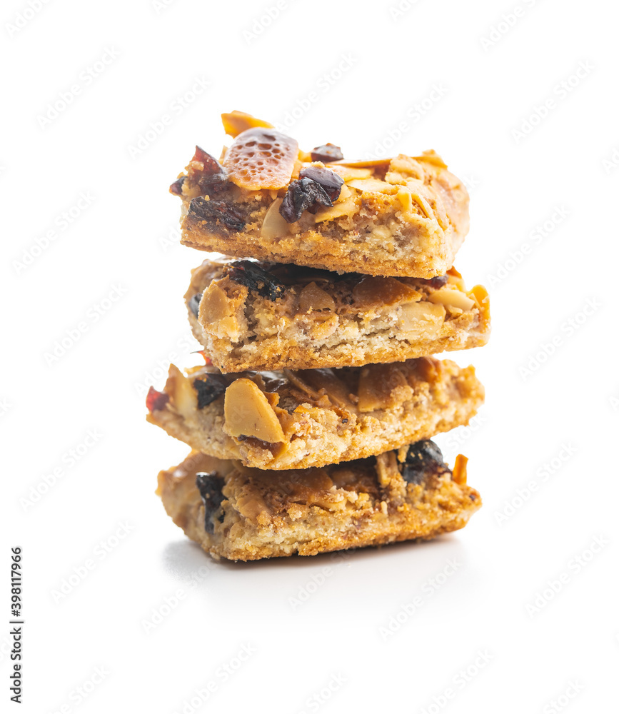 Crunchy cereal cookies with nuts and raisins isolated Crunchy cereal cookies with nuts and raisins isolated