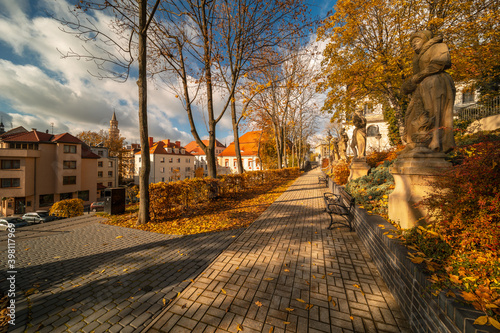 Figures on the university hill in Opole. Autumn in Silesia-Poland. © PawelUchorczak