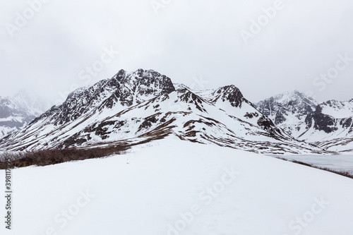 Snowy mountaintops of Chugach State Park, Alaska