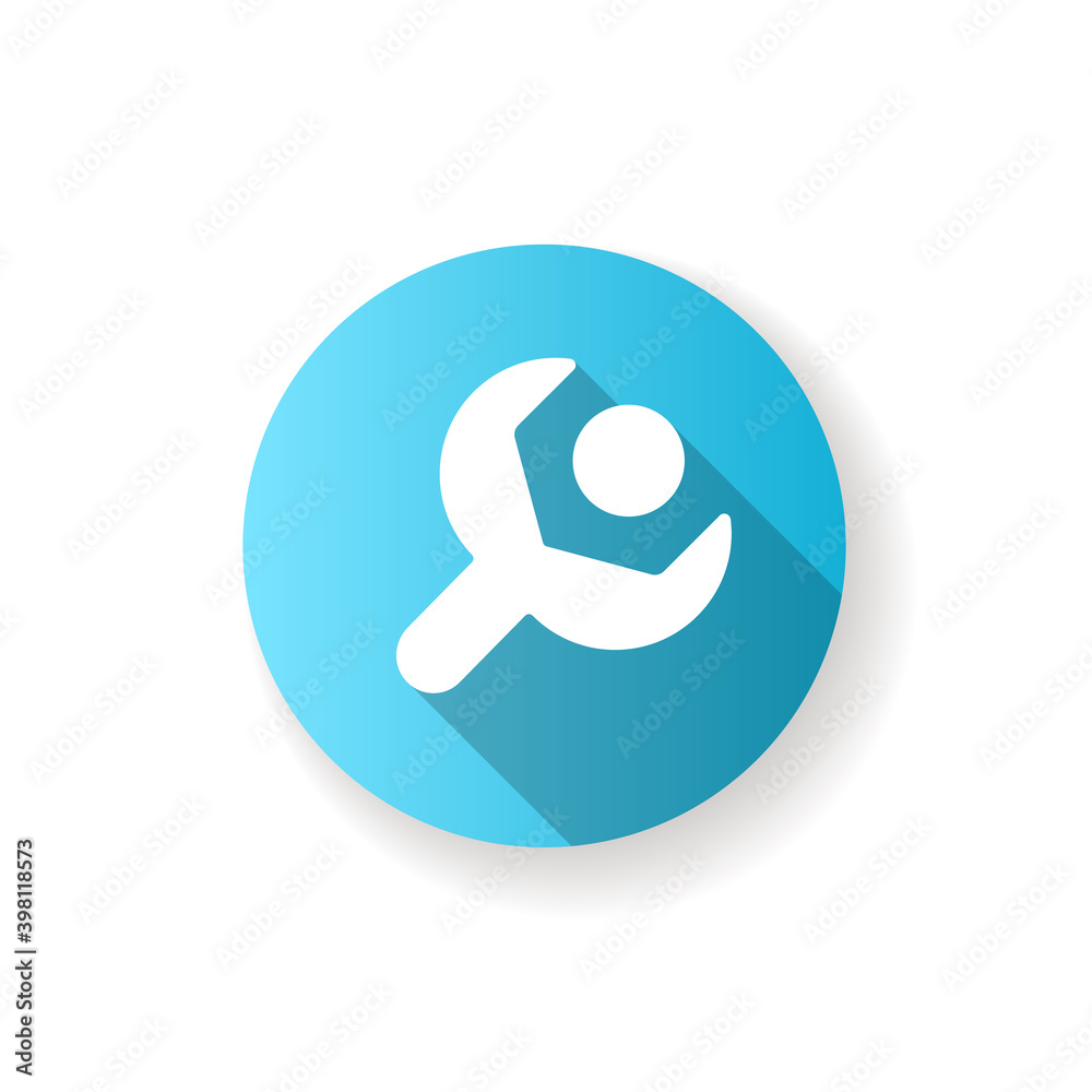 Setup blue flat design long shadow glyph icon. Settings menu. Setup-and-configuration process. System update. Phone personalization. Language selecting. Silhouette RGB color illustration Setup blue flat design long shadow glyph icon. Settings menu. Setup-and-configuration process. System update. Phone personalization. Language selecting. Silhouette RGB color illustration