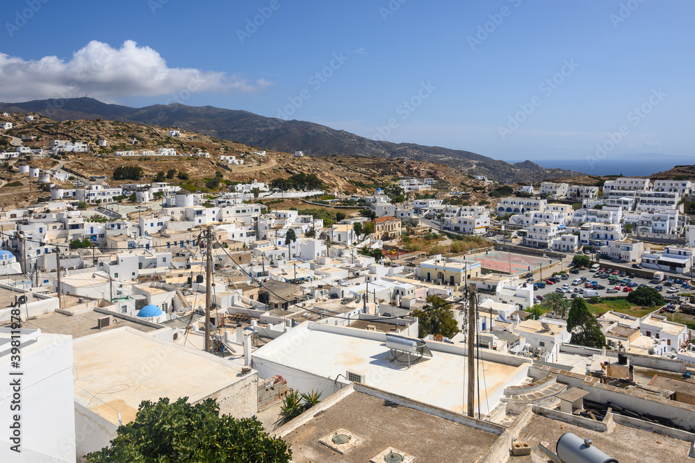 Chora town of Ios. Ios Island is a popular tourist destination in the Aegean Sea. Cyclades Islands, Greece