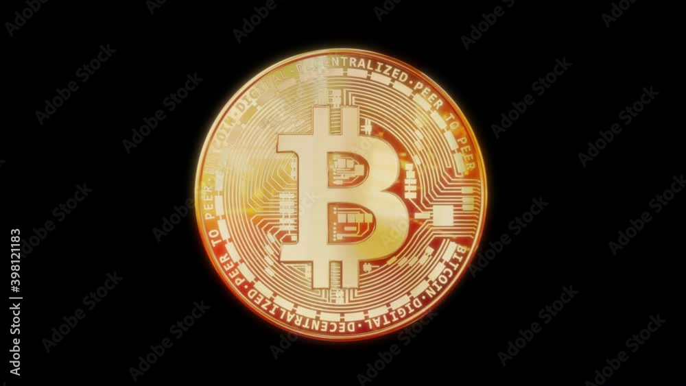 Crypto currency, bitcoin Loopable Rotation with Alpha Matte.