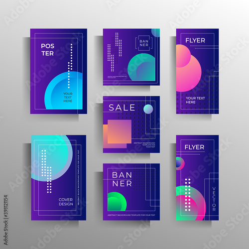 Cover of a banner, flyer, poster a set of templates of different formats. Colorful vector geometric design.