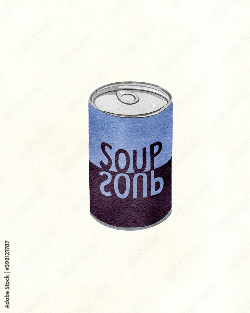 Illustration of a can of soup isolated on cream background Illustration of a can of soup isolated on cream background