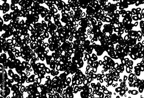 Black and white vector background with bubbles.