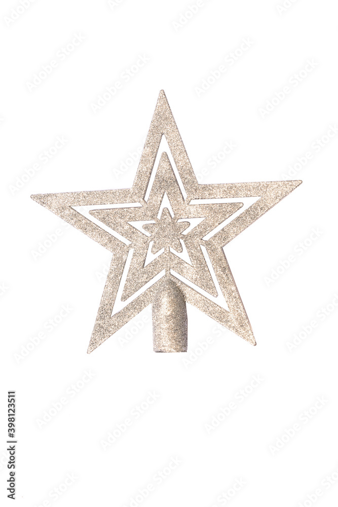 Christmas star on a white background in silver color
Christmas star on a white background in silver color
