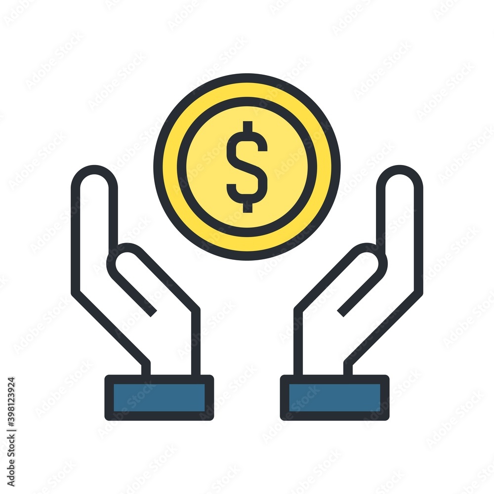 Money savings icon in flat design style. Investment sign. Money savings icon in flat design style. Investment sign.