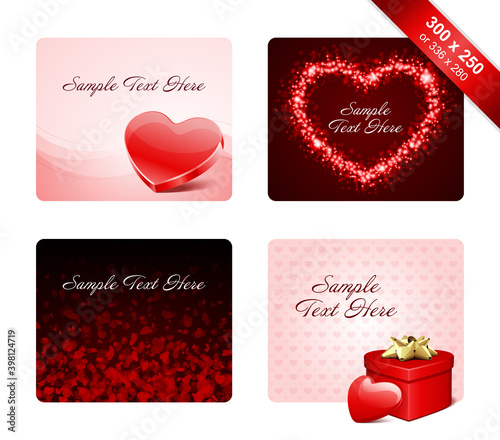 Valentines day greeting cards vector banners templates set