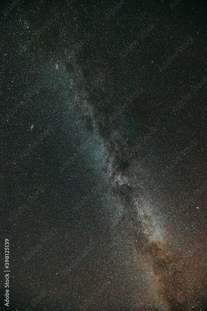 Milky Way Galaxy In Night Starry Sky With Glowing Stars. Dark Black ...