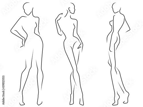 Black sketch of the woman's bodies