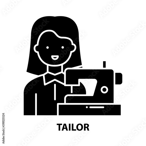 tailor icon  black vector sign with editable strokes  concept illustration
