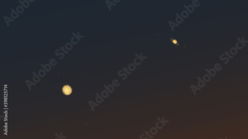 Foto The conjunction of Jupiter and Saturn on December 21st (2020).