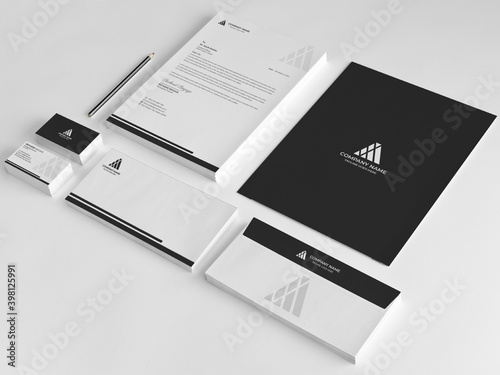 Minimal Branding Identity template. Business card, Letterhead, Invoice, Envelope, Business Folder in vector Illustration