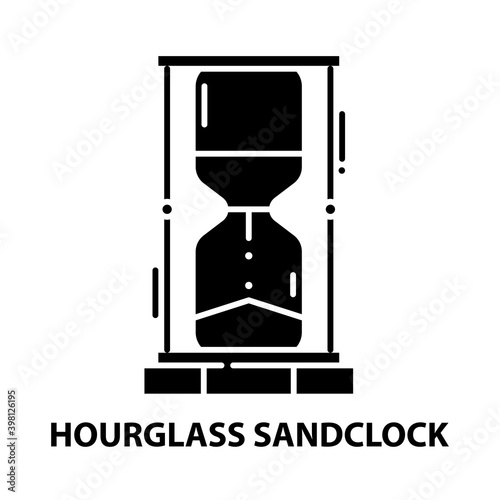 hourglass sandclock icon, black vector sign with editable strokes, concept illustration
