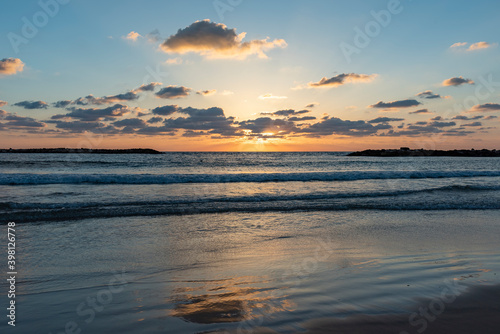 sea sunset, colorful, decoration, sky, multicolored, sun, © zilber42