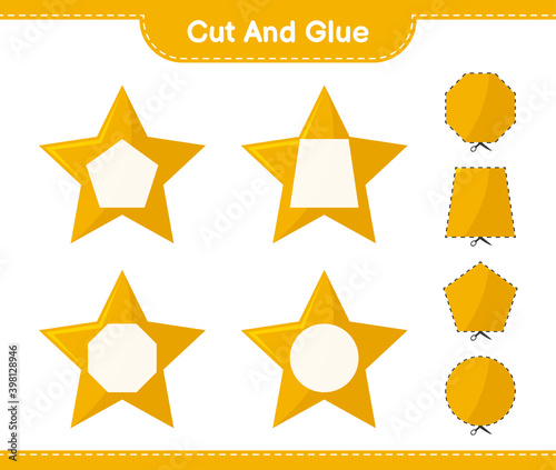 Cut and glue  cut parts of Stars and glue them. Educational children game  printable worksheet  vector illustration