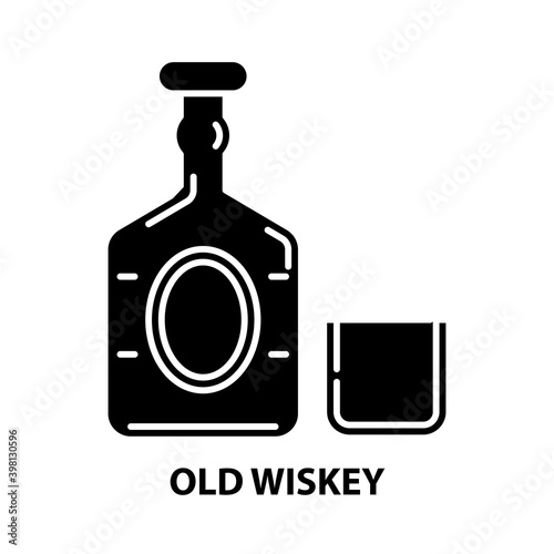 old wiskey icon, black vector sign with editable strokes, concept illustration