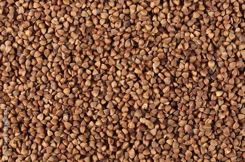 Buckwheat seed pile background and texture, top view