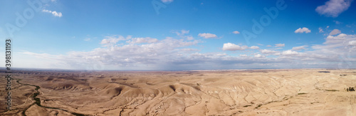 Wide panorama of the Negev desert from a clouds