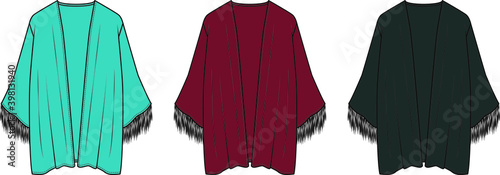 colored flat sketch vector poncho design.
