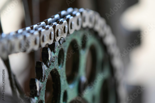 Details of the chain of a moto cross bike photo