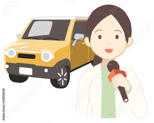 車を紹介するリポーター　女性(線無し)