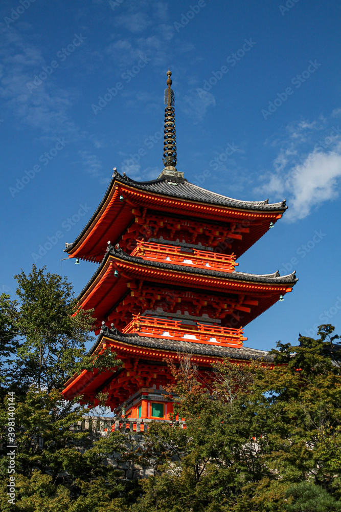 red pagoda in the forest