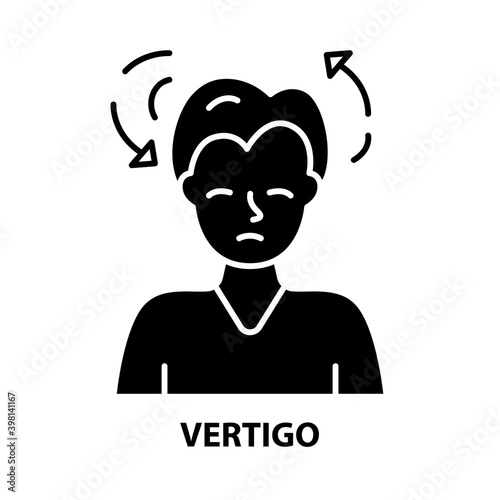 vertigo icon, black vector sign with editable strokes, concept illustration