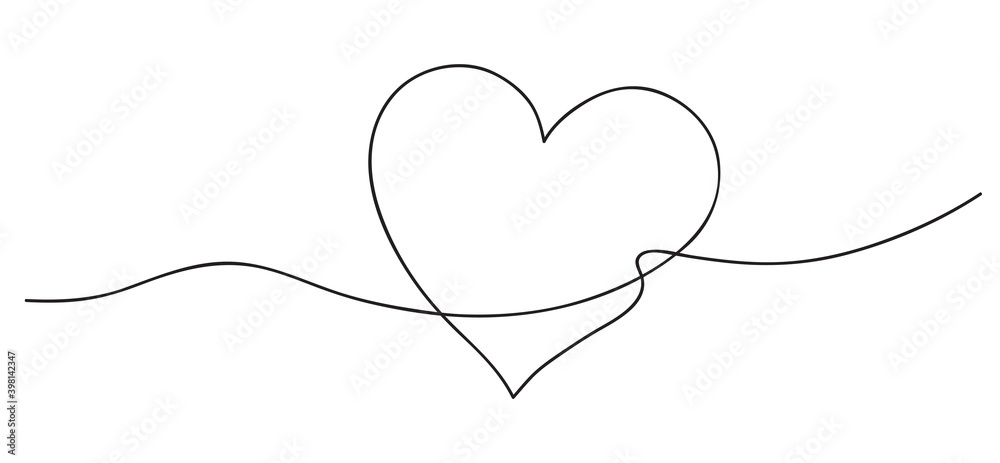 Heart. Abstract love symbol. Continuous line art drawing vector illustration
