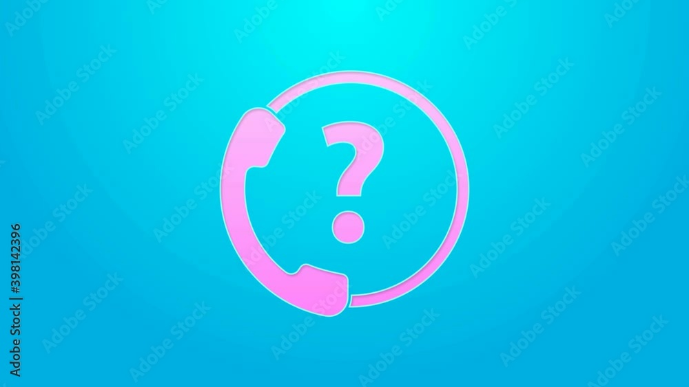 Pink line Telephone 24 hours support icon isolated on blue background. All-day customer support call-center. Full time call services. 4K Video motion graphic animation Pink line Telephone 24 hours support icon isolated on blue background. All-day customer support call-center. Full time call services. 4K Video motion graphic animation