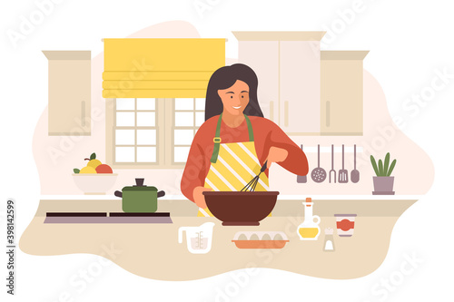 mother, breakfast, organic, interior, ingredients, pretty, health, standing, bowl, apron, portrait, taste, white, smiling, recipe, family, contemporary, women, table, beautiful, design, adult, cartoon