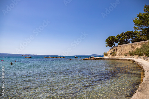 Fototapeta Naklejka Na Ścianę i Meble -  Split Croatia - 08.07.2020 View of Firule Beach, Adriatic Sea