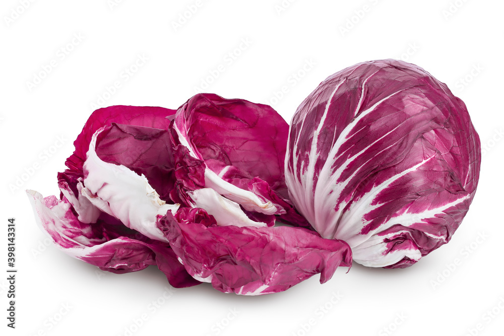 Fresh red radicchio salad isolated on white background with clipping path and full depth of field Fresh red radicchio salad isolated on white background with clipping path and full depth of field
