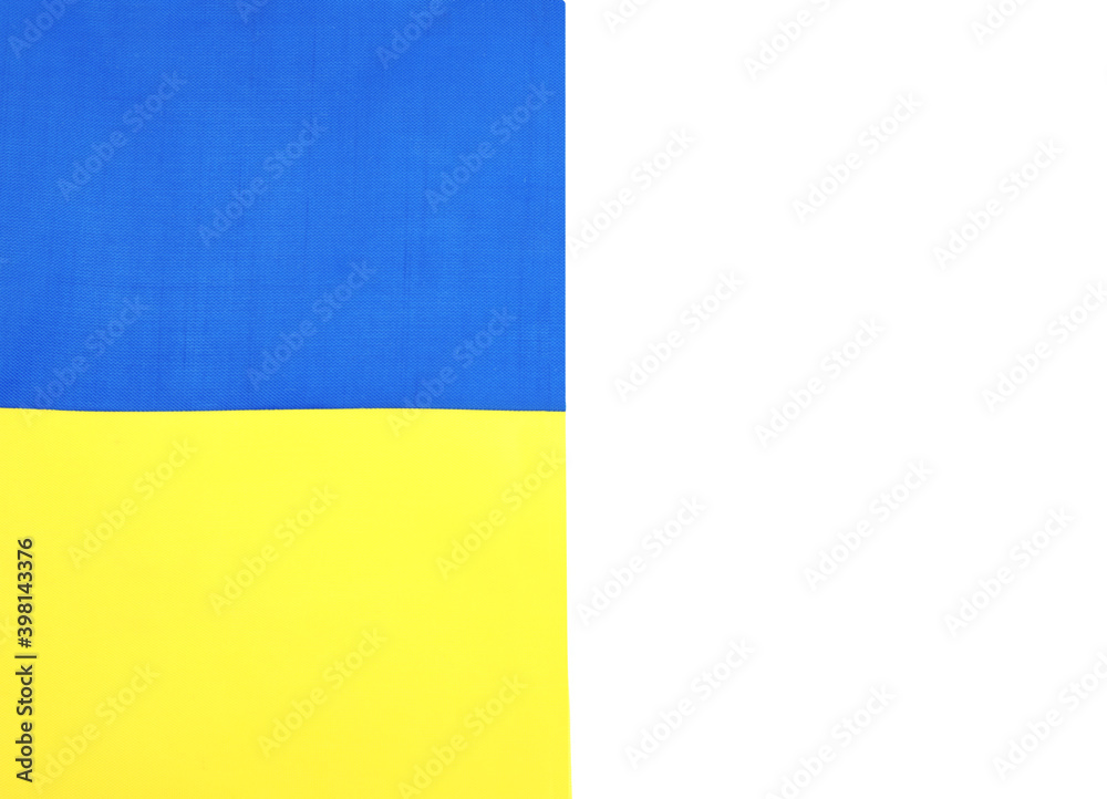 Fototapeta premium National flag of Ukraine isolated on white, top view