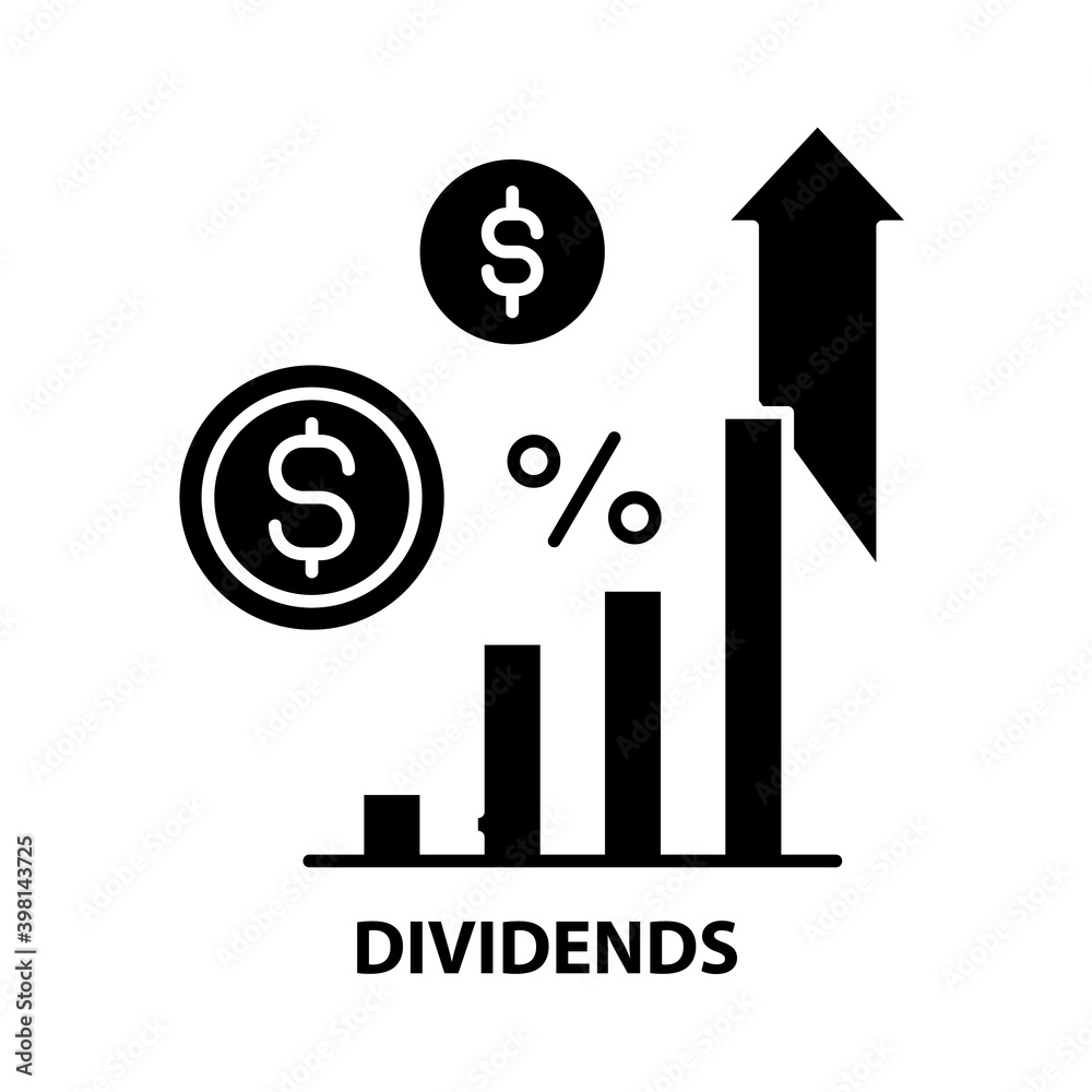 dividends icon, black vector sign with editable strokes, concept illustration dividends icon, black vector sign with editable strokes, concept illustration
