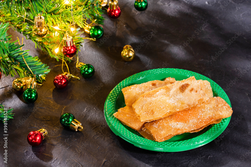 Hojuelas - Christmas hojaldras - Traditional Colombian sweet Hojuelas - Christmas hojaldras - Traditional Colombian sweet