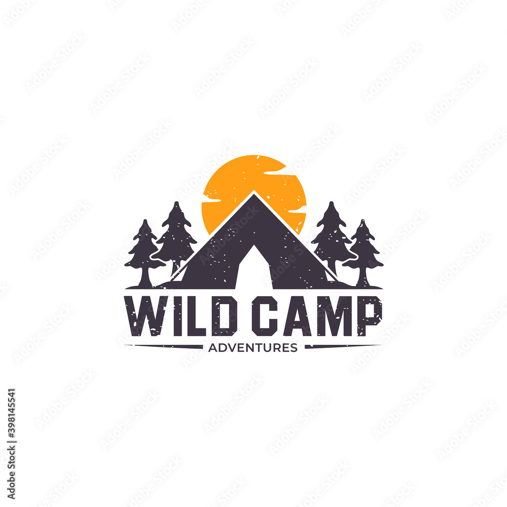 Camp logo for adventure or outdoors vector