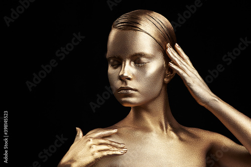 Beauty woman with golden skin