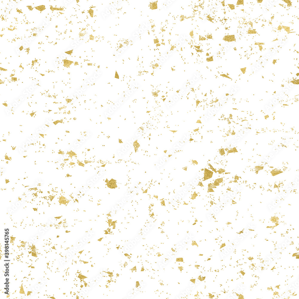 gold terrazzo glitter flakes seamless pattern abstract white background and texture backdrop